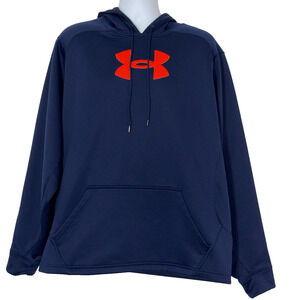 Under Armour Hoodie Mens XL Navy Blue Red ColdGear
